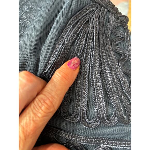 JS Collections NWT Women's Embroidered Midi Sheath Dress Size 2 Navy 3/4 Sleeves - Picture 10 of 10